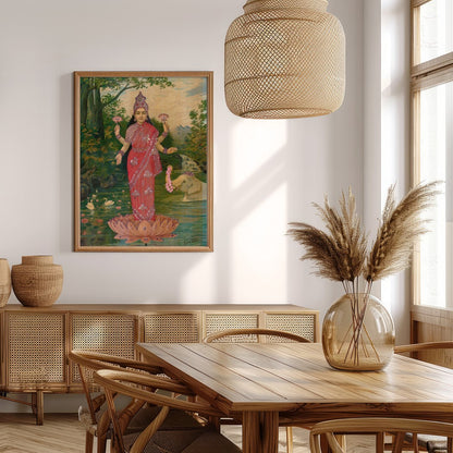 This stunning piece captures the serene presence of a divine figure standing gracefully on a lotus for Extra Kitchen