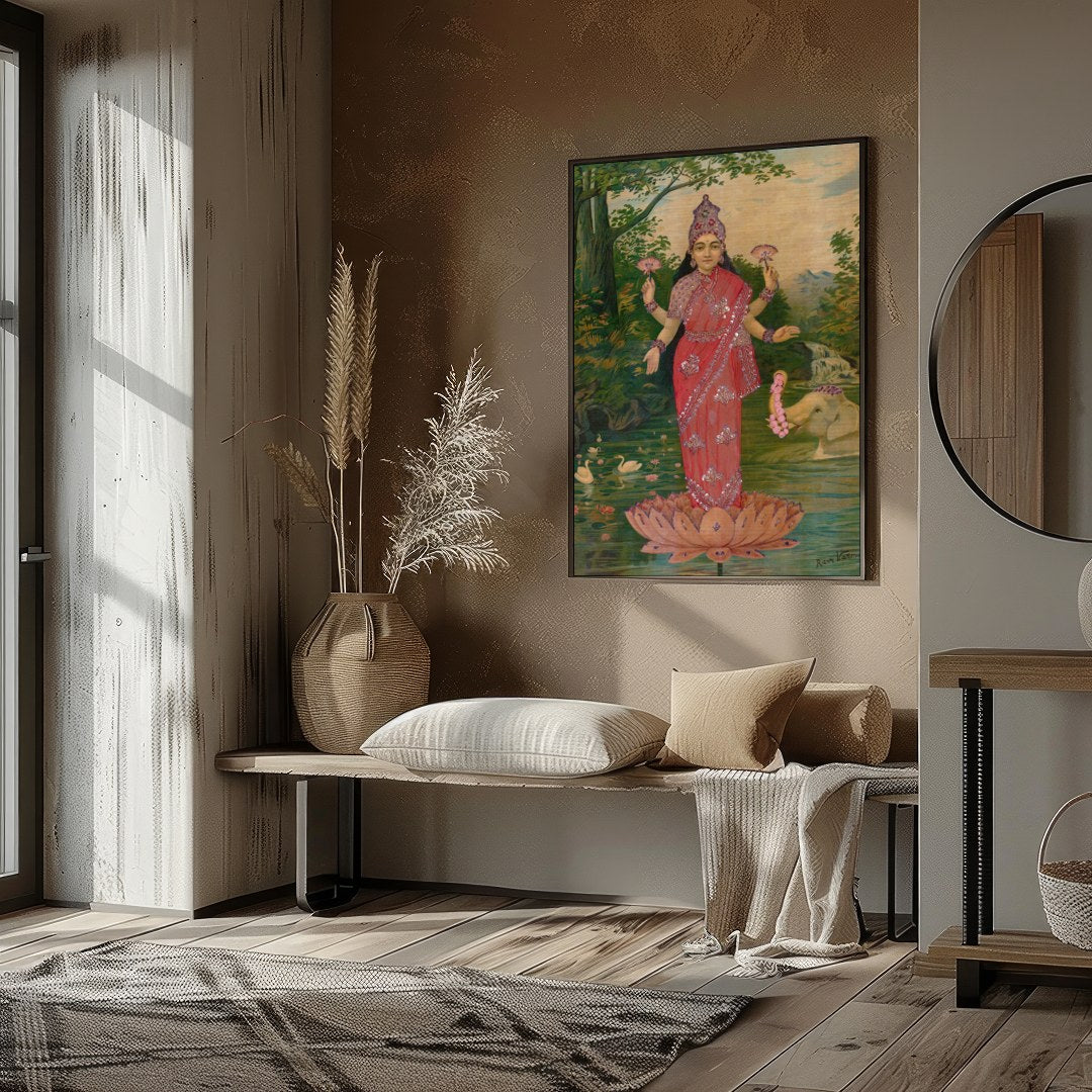 This stunning piece captures the serene presence of a divine figure standing gracefully on a lotus for residence