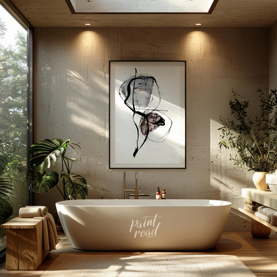 """Ephemeral Forms"" captures a delicate balance between structure and fluidity. The artwork featur… for bathroom