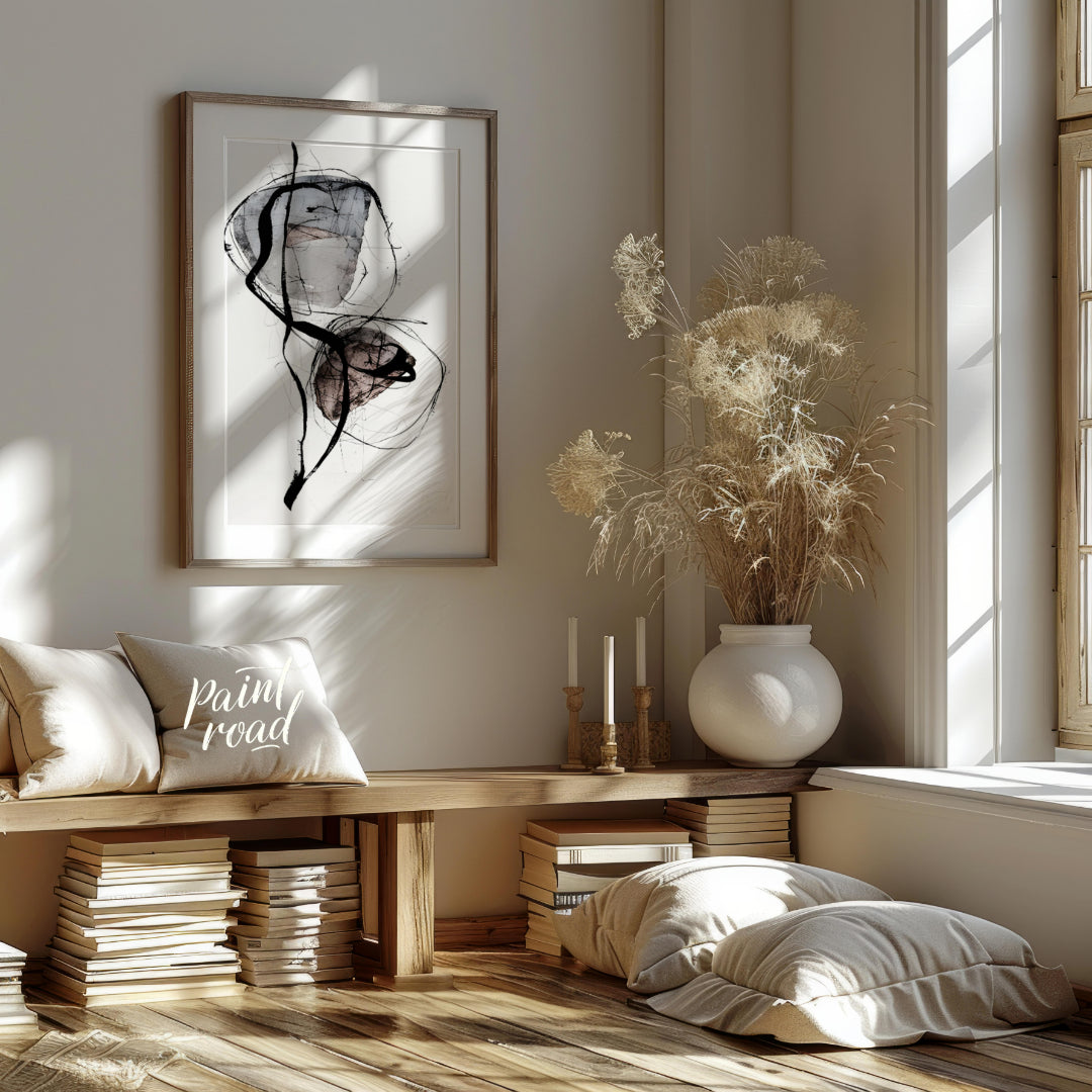 """Ephemeral Forms"" captures a delicate balance between structure and fluidity. The artwork featur… for living room