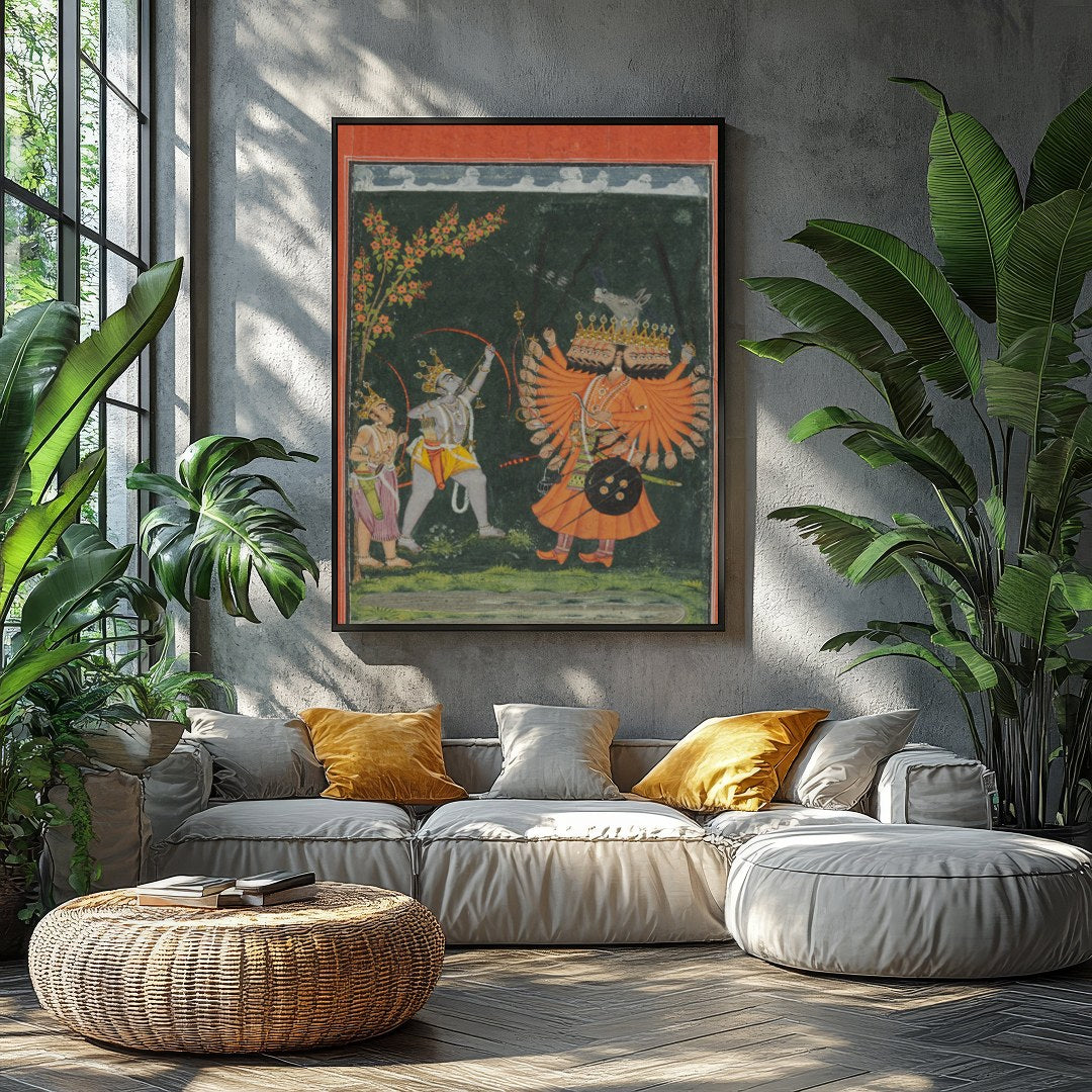 This vibrant artwork captures a legendary scene filled with dynamic figures and intricate for Balcony
