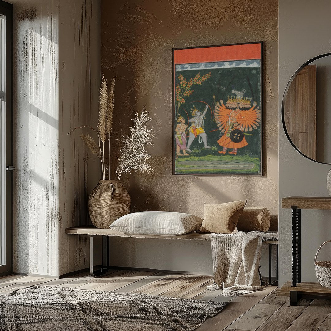 This vibrant artwork captures a legendary scene filled with dynamic figures and intricate for gallery