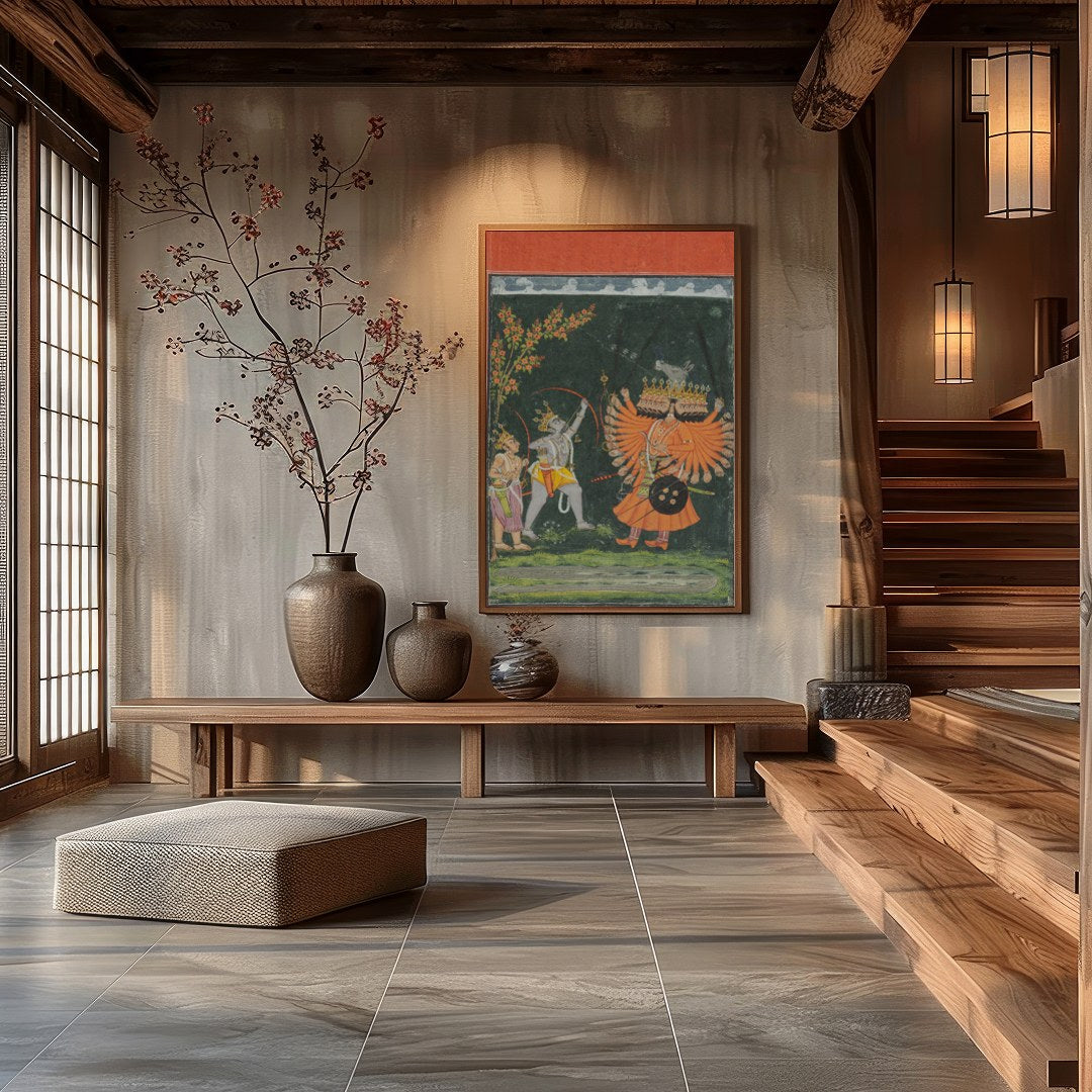 This vibrant artwork captures a legendary scene filled with dynamic figures and intricate for Hall