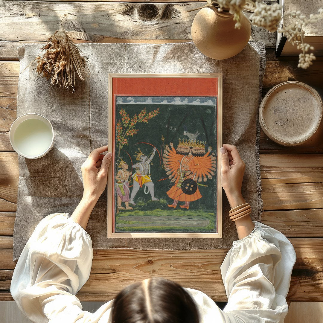 This vibrant artwork captures a legendary scene filled with dynamic figures and intricate for Kitchen