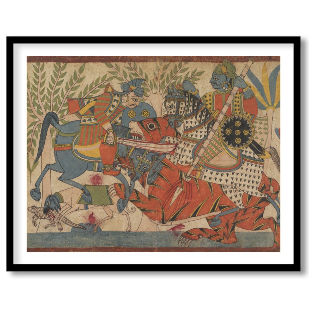 Immerse yourself in a vivid depiction of a historical battle, rendered in vibrant traditional for loft