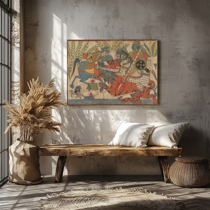 Immerse yourself in a vivid depiction of a historical battle, rendered in vibrant traditional for Veranda