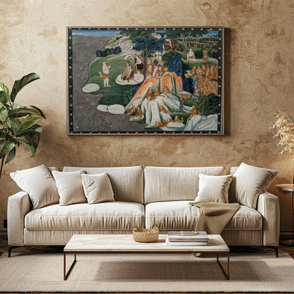 Immerse yourself in the rich tapestry of Indian folklore with this intricate artwork. Featuring for Family Room