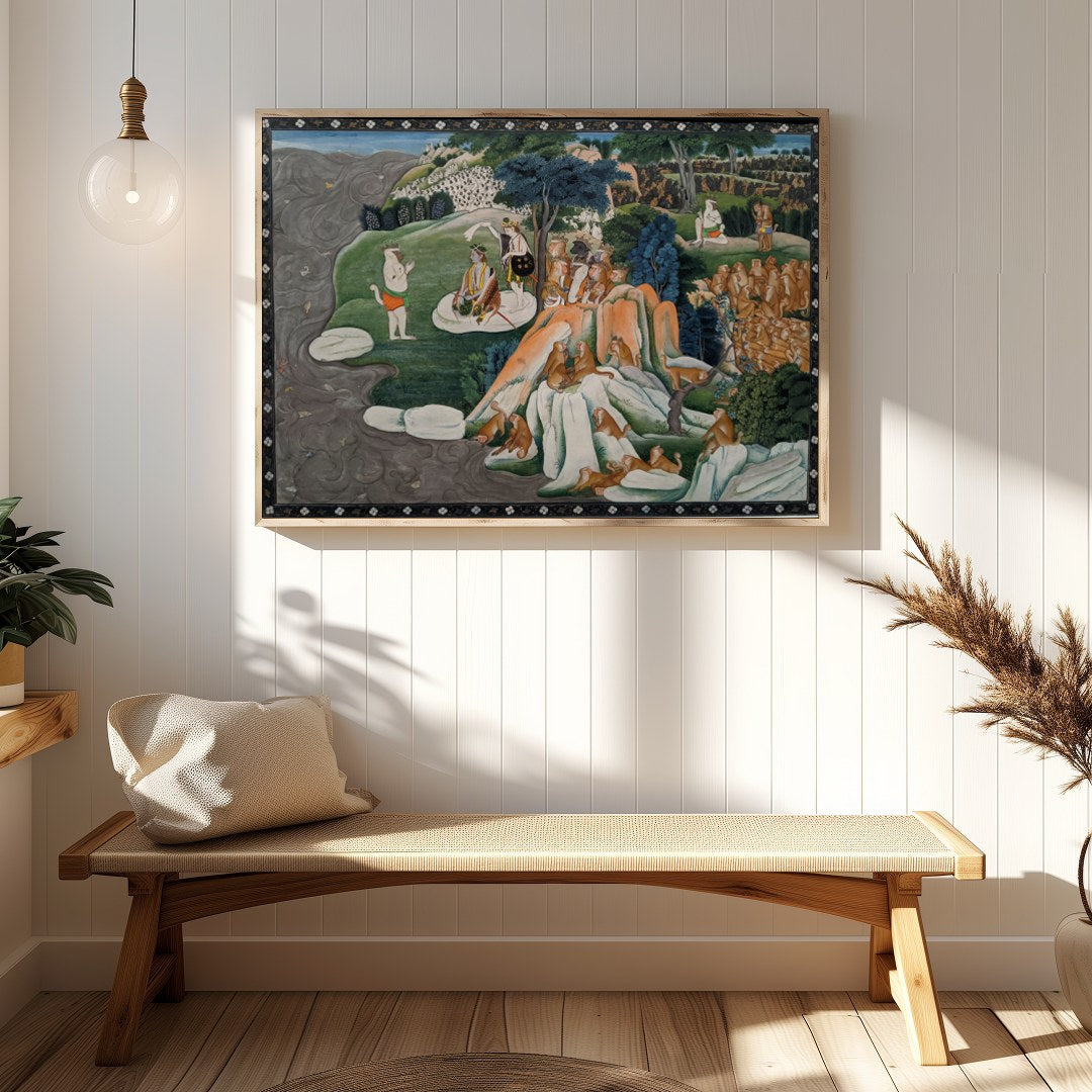 Immerse yourself in the rich tapestry of Indian folklore with this intricate artwork. Featuring for Hallway
