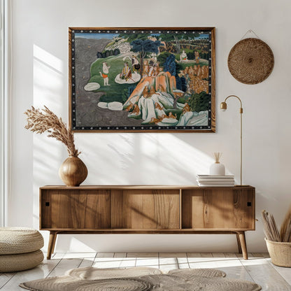 Immerse yourself in the rich tapestry of Indian folklore with this intricate artwork. Featuring for Sitting Area