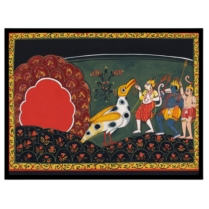 Immerse yourself in the captivating tales of devotion and adventure with this exquisite Pattachitra for decor