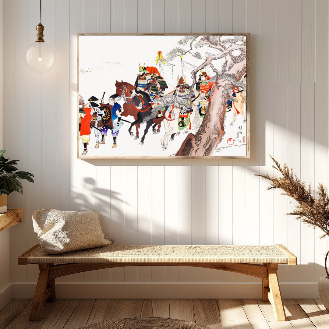 Dive into the grandeur of historical Japan with this captivating wall art, depicting a detailed for Hallway
