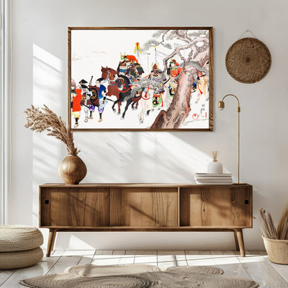 Dive into the grandeur of historical Japan with this captivating wall art, depicting a detailed for Sitting Area