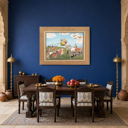 Immerse your space in the captivating world of Mughal artistry with 'Epic Victory: Lord Varaha for Dining