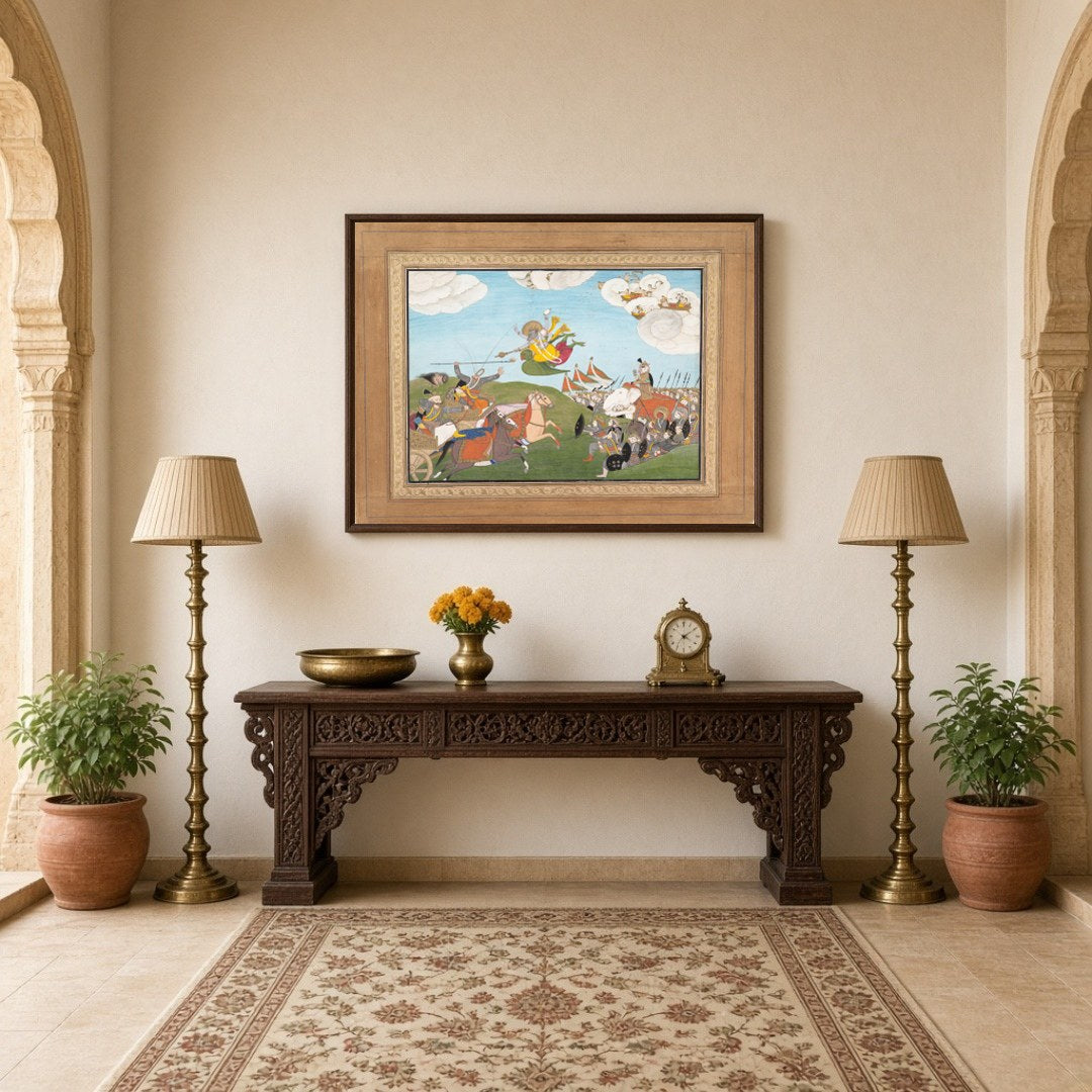 Immerse your space in the captivating world of Mughal artistry with 'Epic Victory: Lord Varaha for Hallway