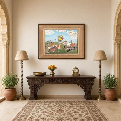 Immerse your space in the captivating world of Mughal artistry with 'Epic Victory: Lord Varaha for Hallway