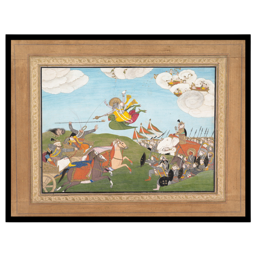 Immerse your space in the captivating world of Mughal artistry with 'Epic Victory: Lord Varaha for living-space