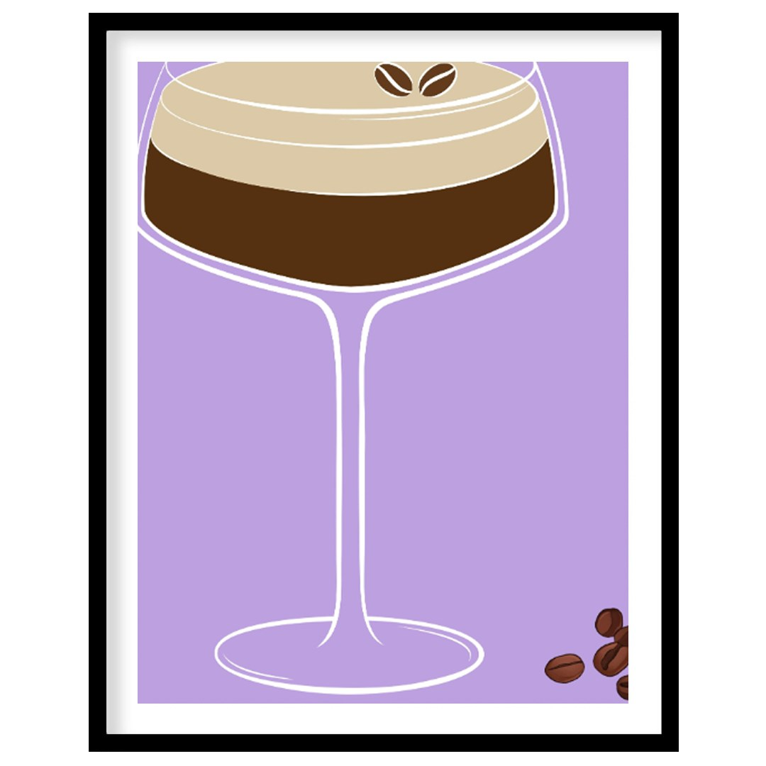 This sophisticated and elegant poster features an Espresso Martini, designed with a sleek and moder… for house