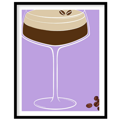 This sophisticated and elegant poster features an Espresso Martini, designed with a sleek and moder… for house