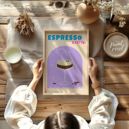 This sophisticated and elegant poster features an Espresso Martini, designed with a sleek and moder… for kitchen