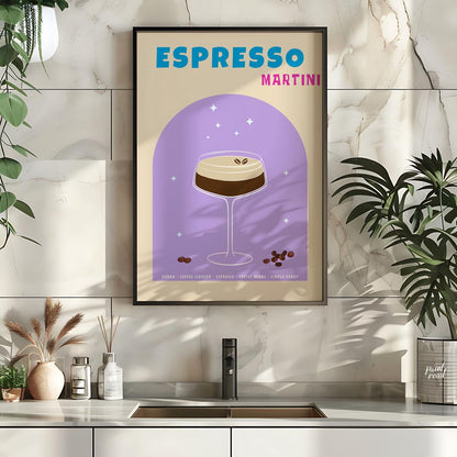 This sophisticated and elegant poster features an Espresso Martini, designed with a sleek and moder… for kitchen