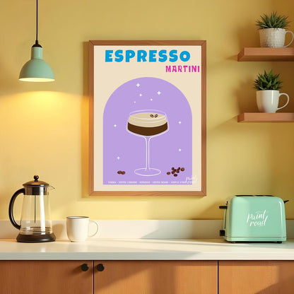 This sophisticated and elegant poster features an Espresso Martini, designed with a sleek and moder… for kitchen