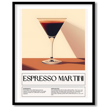 This sleek and sophisticated poster showcases an Espresso Martini, rendered with a rich, dark brown… for lovely house