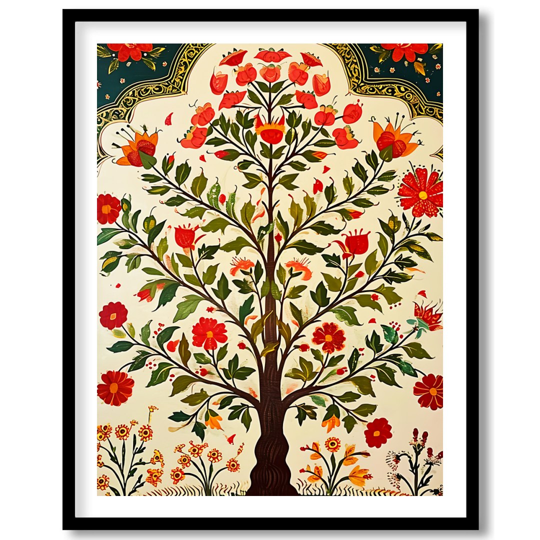 Embrace the enchanting allure of nature with this captivating artwork featuring a mystical floral for place