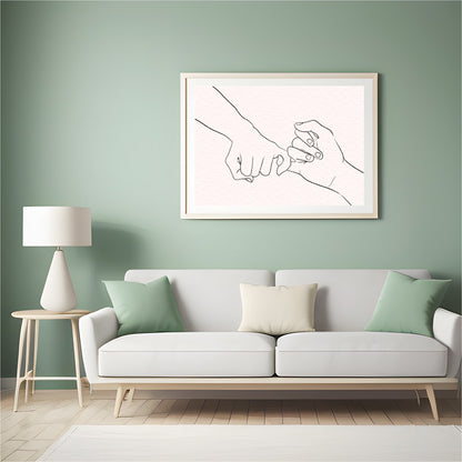 Elevate your space with this captivating minimalist line art, depicting two hands gently for Hall