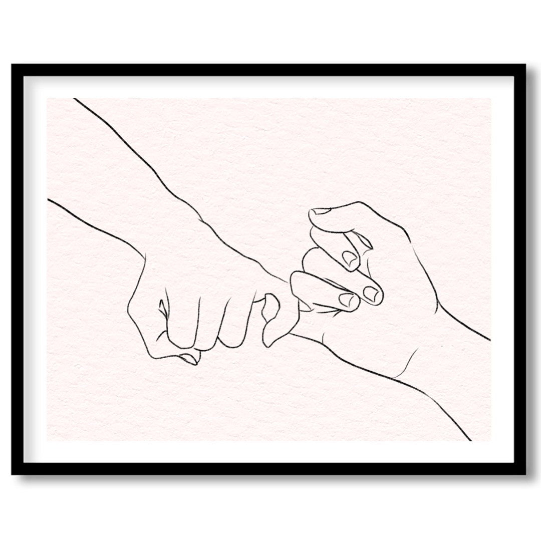 Elevate your space with this captivating minimalist line art, depicting two hands gently for office