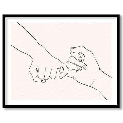 Elevate your space with this captivating minimalist line art, depicting two hands gently for office