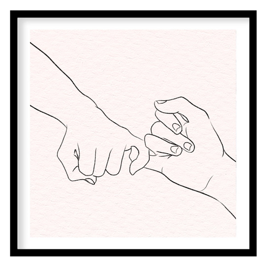 Elevate your space with this captivating minimalist line art, depicting two hands gently for office