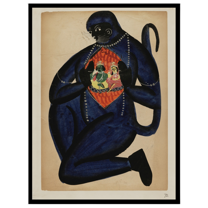 Immerse yourself in a captivating piece of Ramayana art with this stunning depiction of Hanuman for area