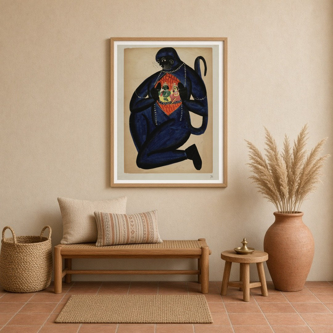 Immerse yourself in a captivating piece of Ramayana art with this stunning depiction of Hanuman for Entrance