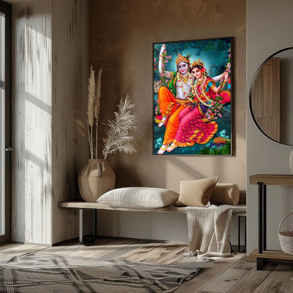 Experience the enchanting beauty of this divine artwork, featuring a celestial couple gracefully for house