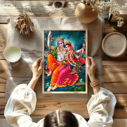 Experience the enchanting beauty of this divine artwork, featuring a celestial couple gracefully for Kitchen