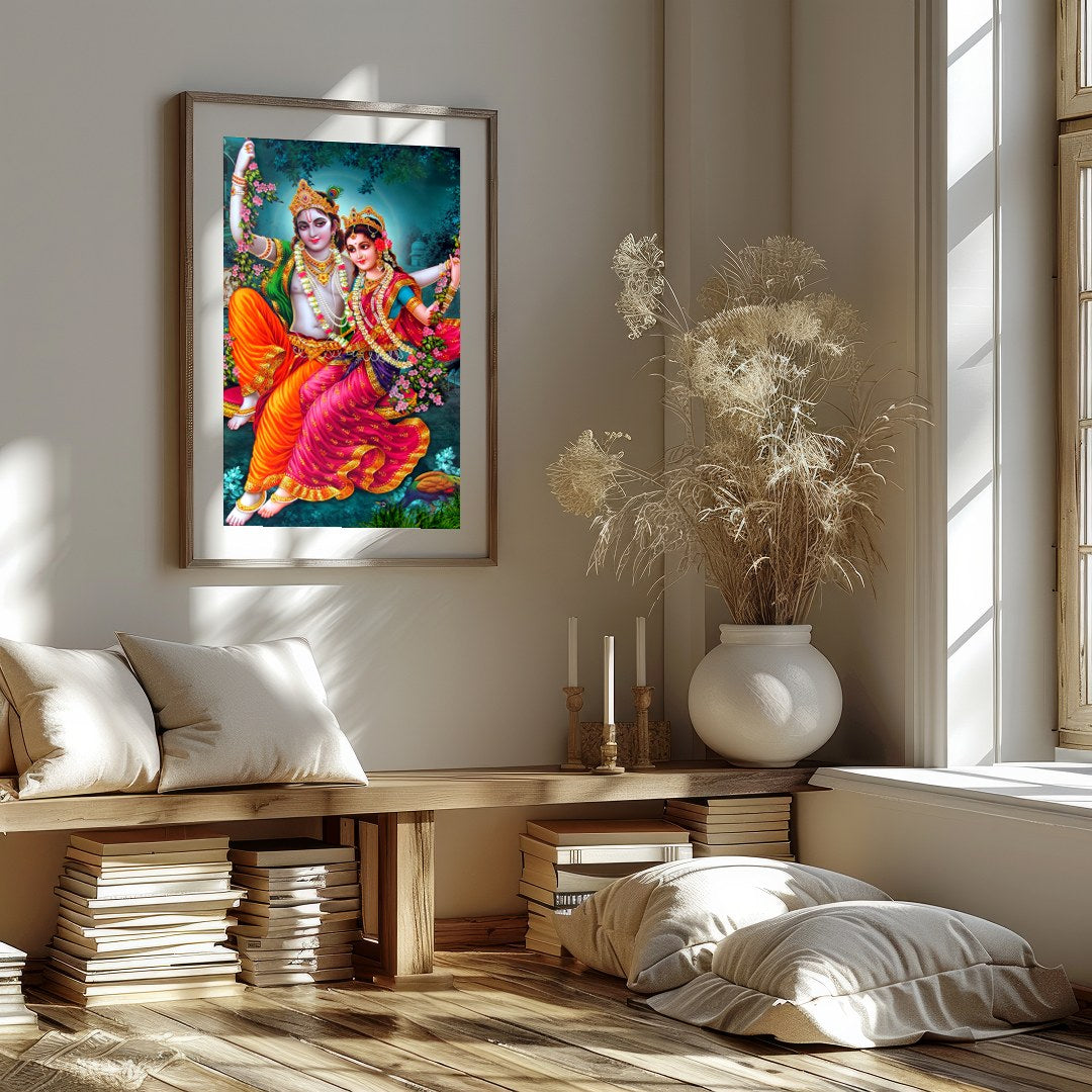 Experience the enchanting beauty of this divine artwork, featuring a celestial couple gracefully for residence