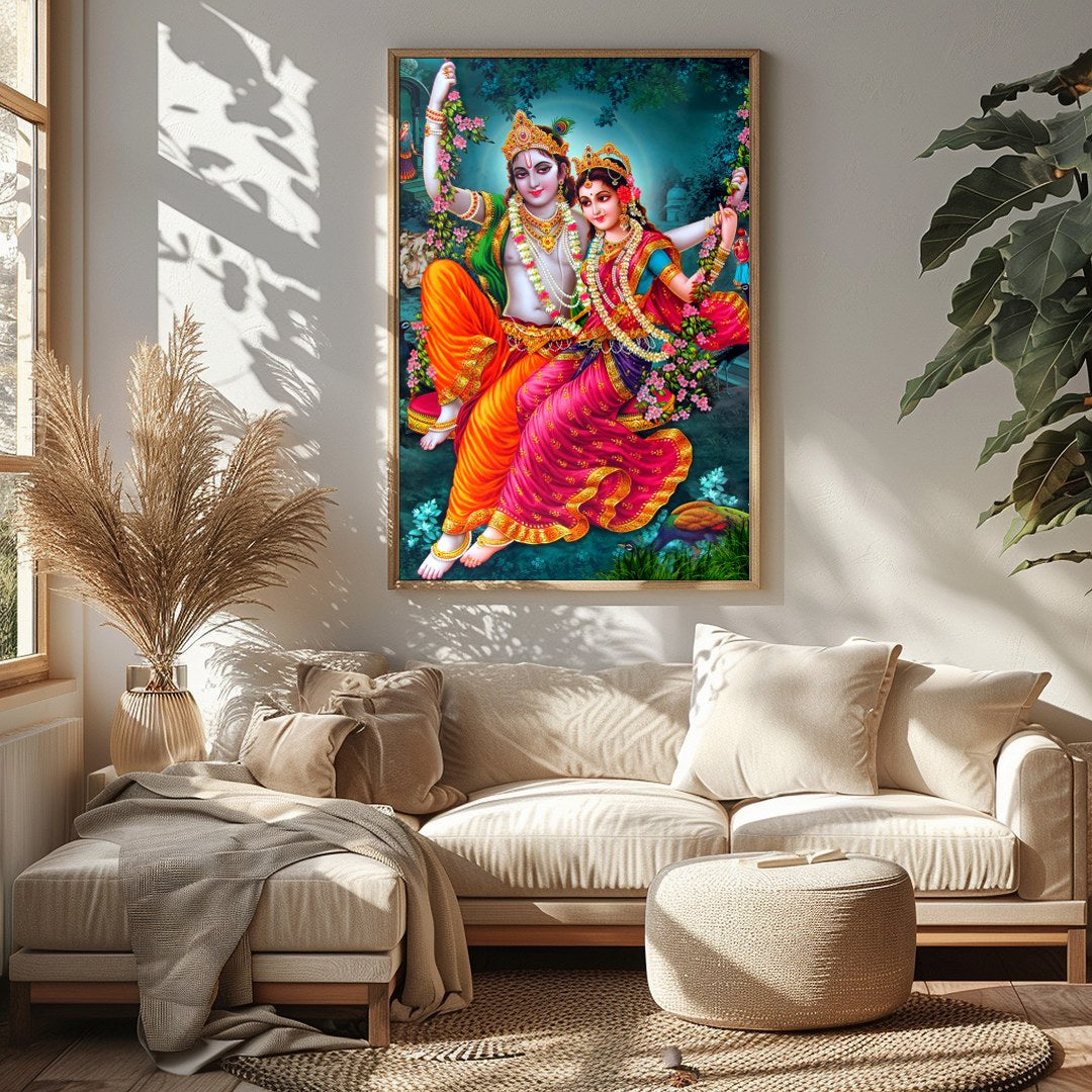 Experience the enchanting beauty of this divine artwork, featuring a celestial couple gracefully for Sitting Area