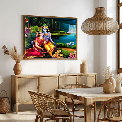 Immerse yourself in the vibrant allure of 'Eternal Love at the Enchanted Waterfall,' a captivating for Dining