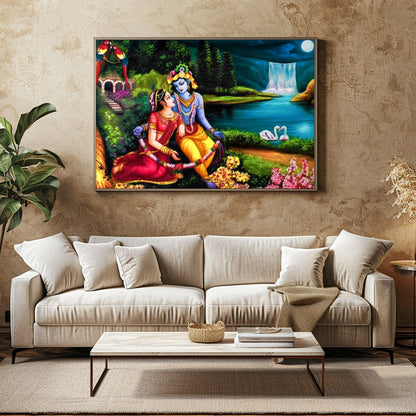 Immerse yourself in the vibrant allure of 'Eternal Love at the Enchanted Waterfall,' a captivating for Family Room