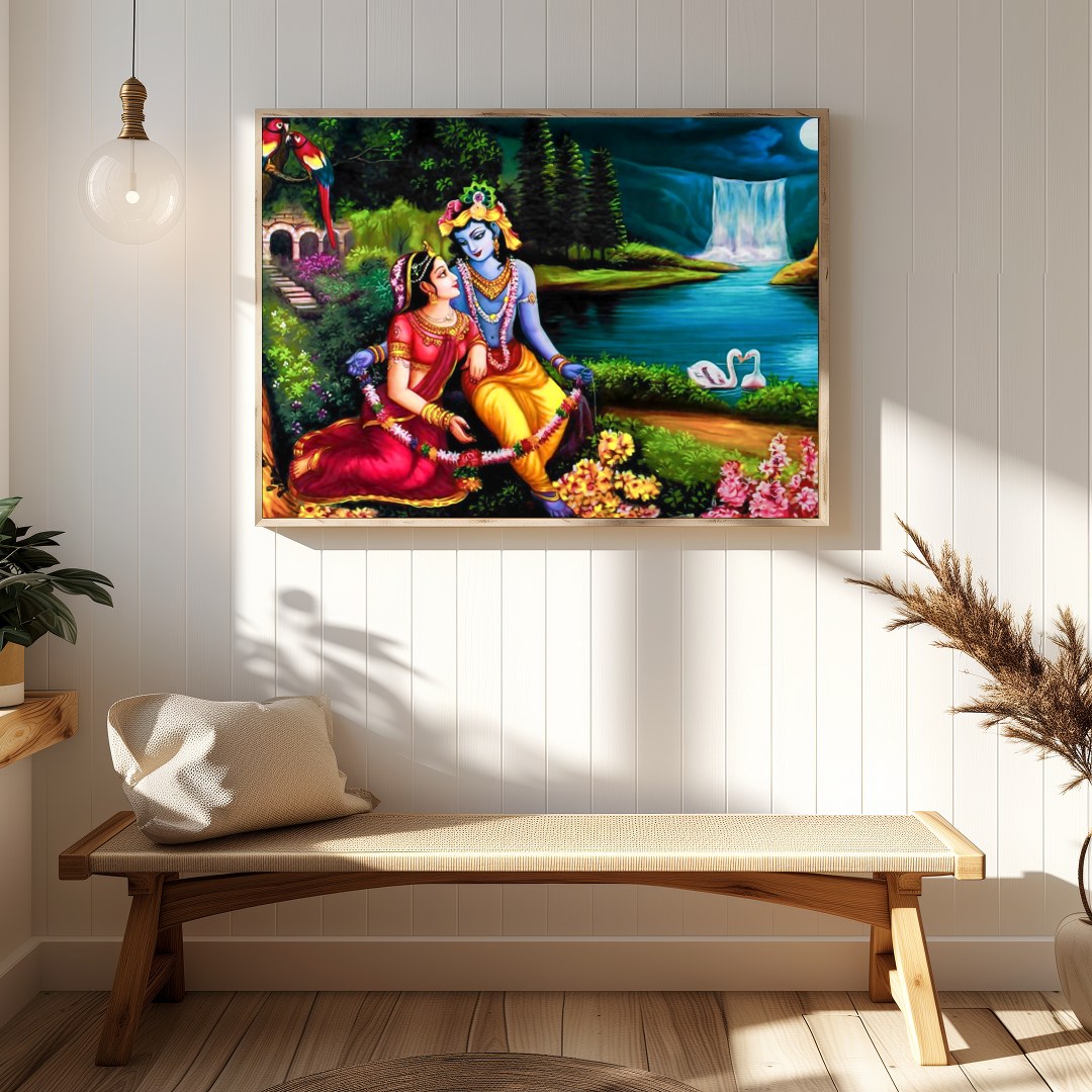 Immerse yourself in the vibrant allure of 'Eternal Love at the Enchanted Waterfall,' a captivating for Hallway