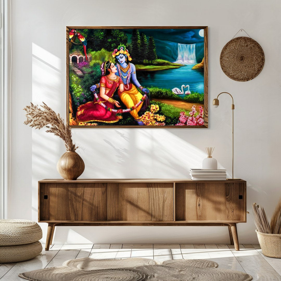 Immerse yourself in the vibrant allure of 'Eternal Love at the Enchanted Waterfall,' a captivating for Sitting Area