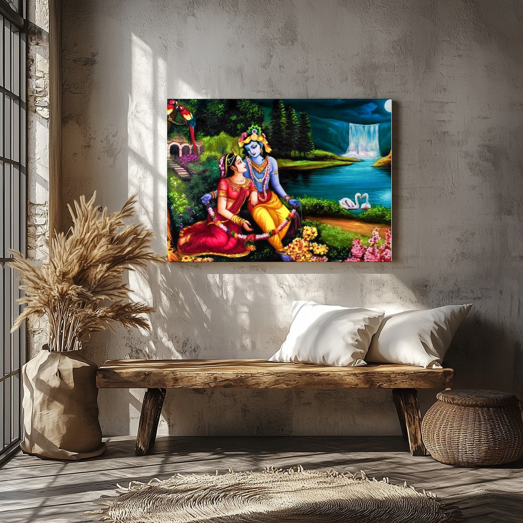 Immerse yourself in the vibrant allure of 'Eternal Love at the Enchanted Waterfall,' a captivating for Veranda