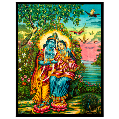 Immerse yourself in the serene beauty of this exquisite Pichwai artwork. Featuring the divine for gallery