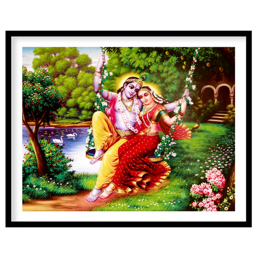 Experience the vibrant beauty of divine love with this exquisite artwork featuring two elegantly for area