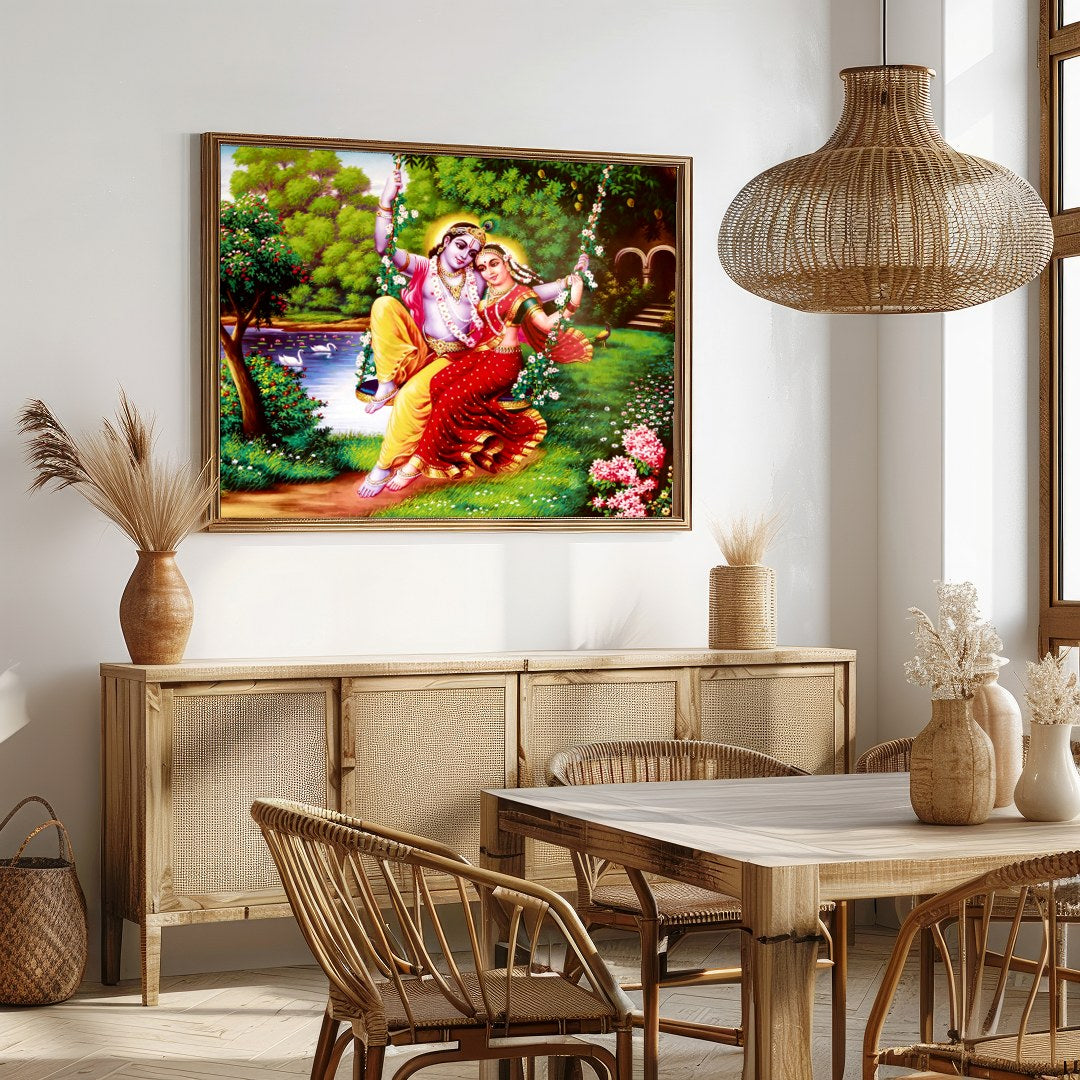 Experience the vibrant beauty of divine love with this exquisite artwork featuring two elegantly for Dining