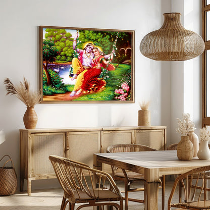 Experience the vibrant beauty of divine love with this exquisite artwork featuring two elegantly for Dining