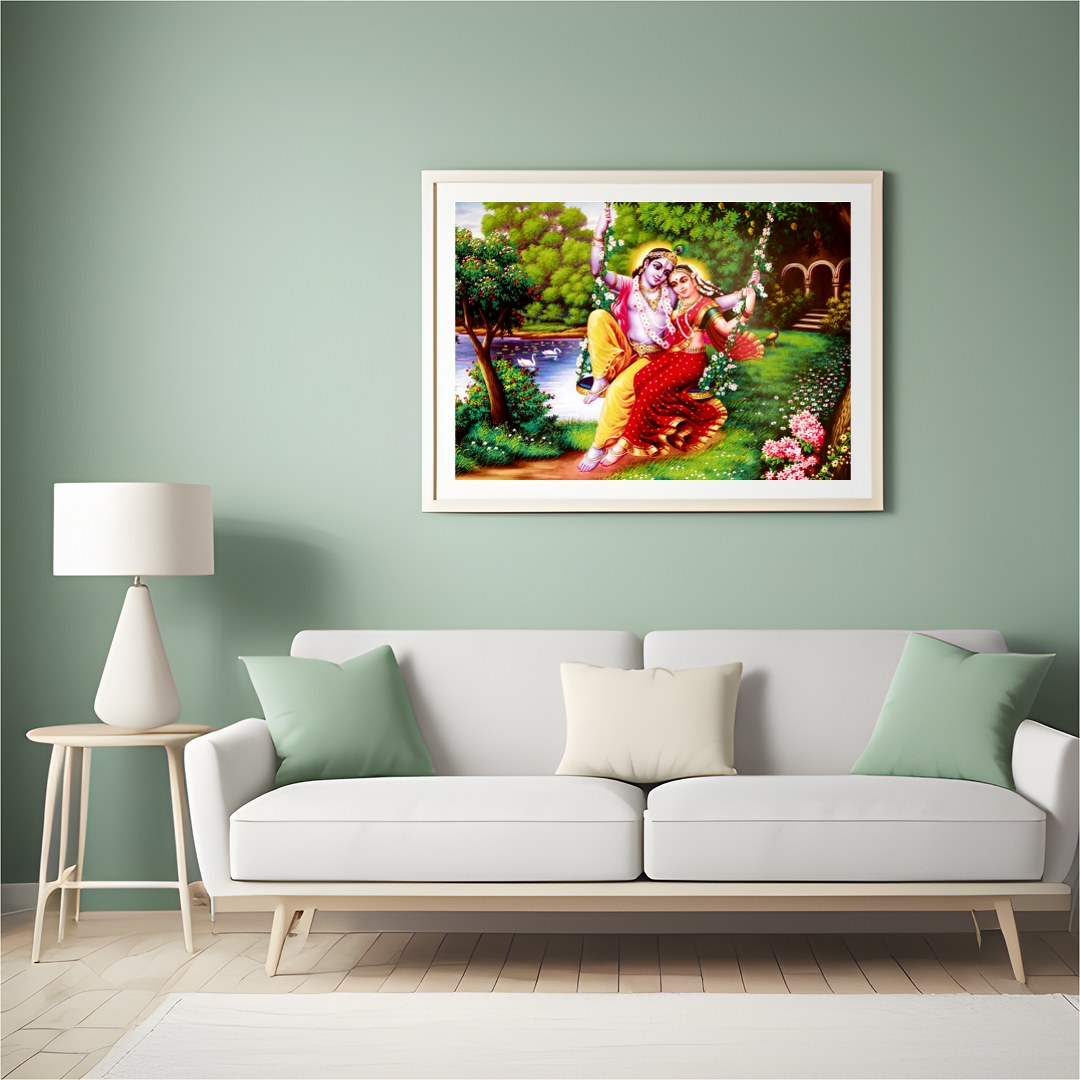 Experience the vibrant beauty of divine love with this exquisite artwork featuring two elegantly for Hall