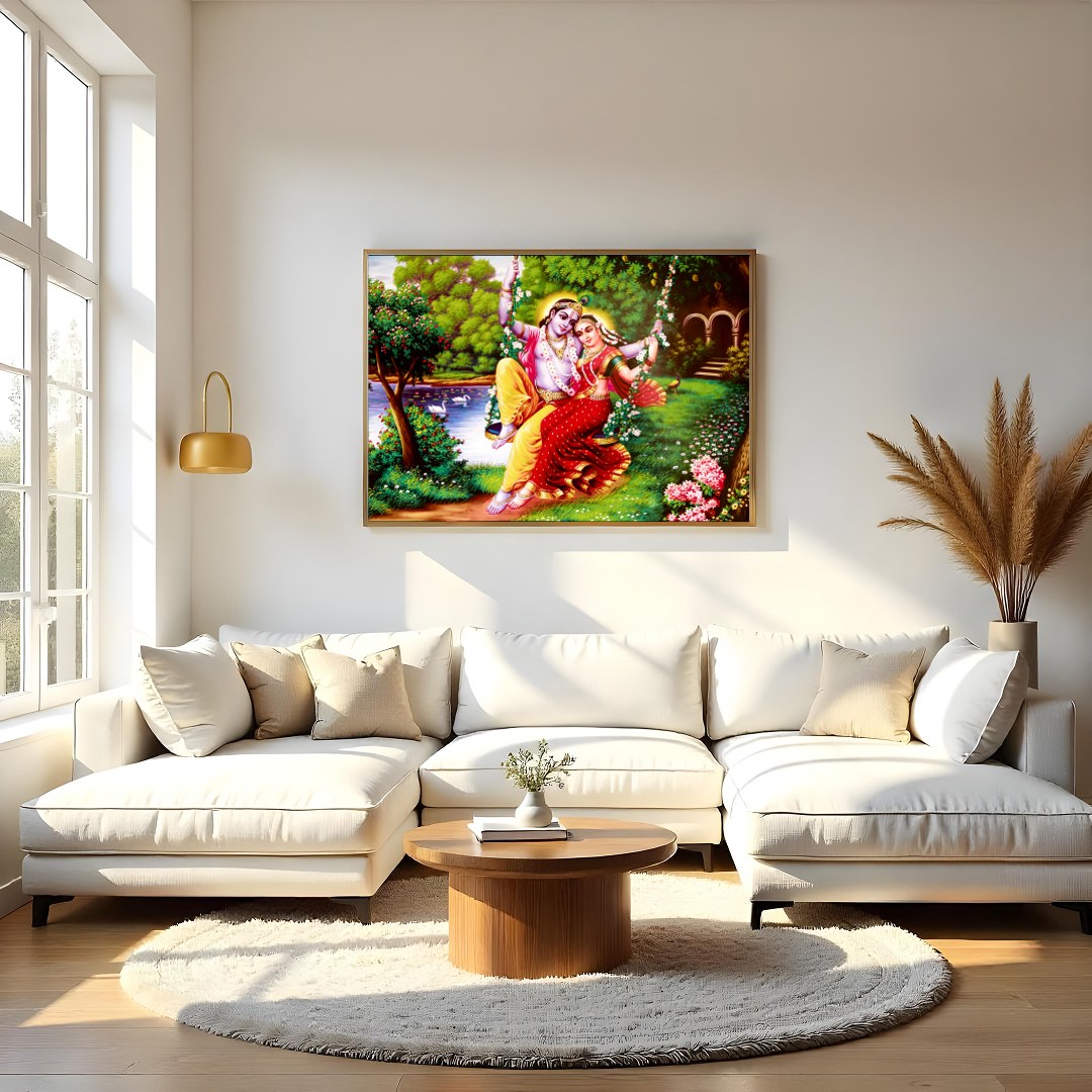 Experience the vibrant beauty of divine love with this exquisite artwork featuring two elegantly for Living Room