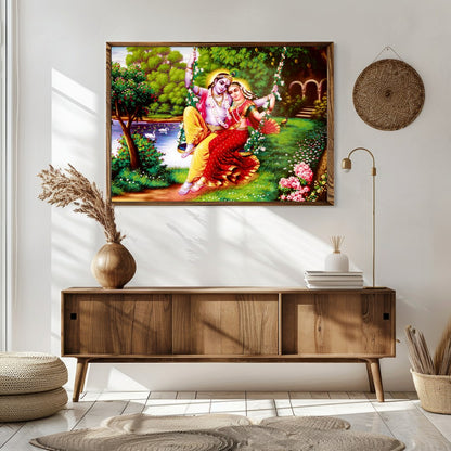 Experience the vibrant beauty of divine love with this exquisite artwork featuring two elegantly for Sitting Area