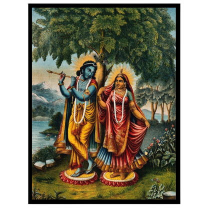 Capture the enchanting essence of divine love with this exquisite portrayal of Krishna and Radha for nook